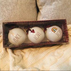 NWT Rae Dunn PEACE LOVE JOY Holiday Ornaments